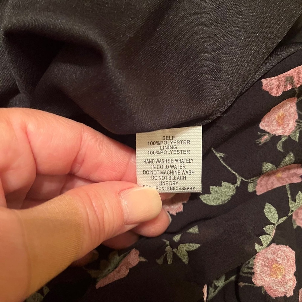 Cotton Candy LA NWT Midnight Roses Ruched Spaghetti Strap Mini Dress Black Sz M - Picture 8 of 10